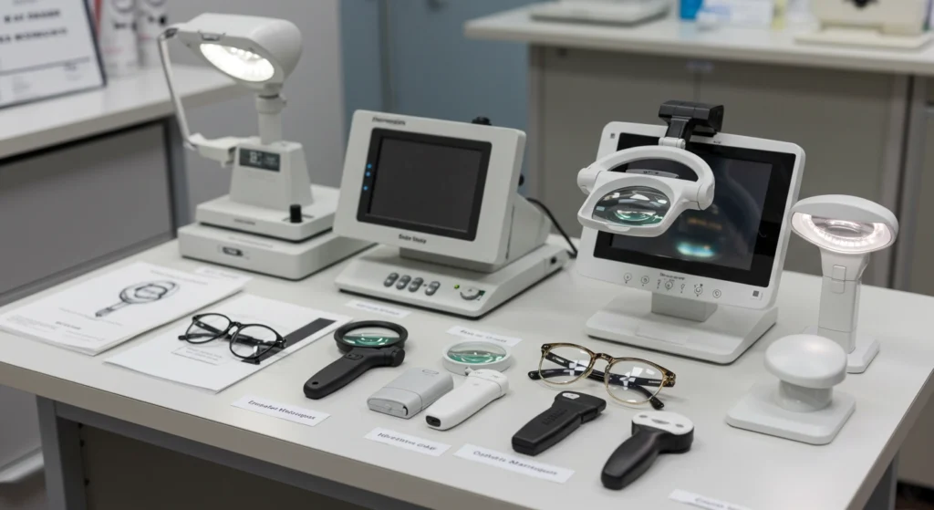 Differenti ausili ottici per ipovisione